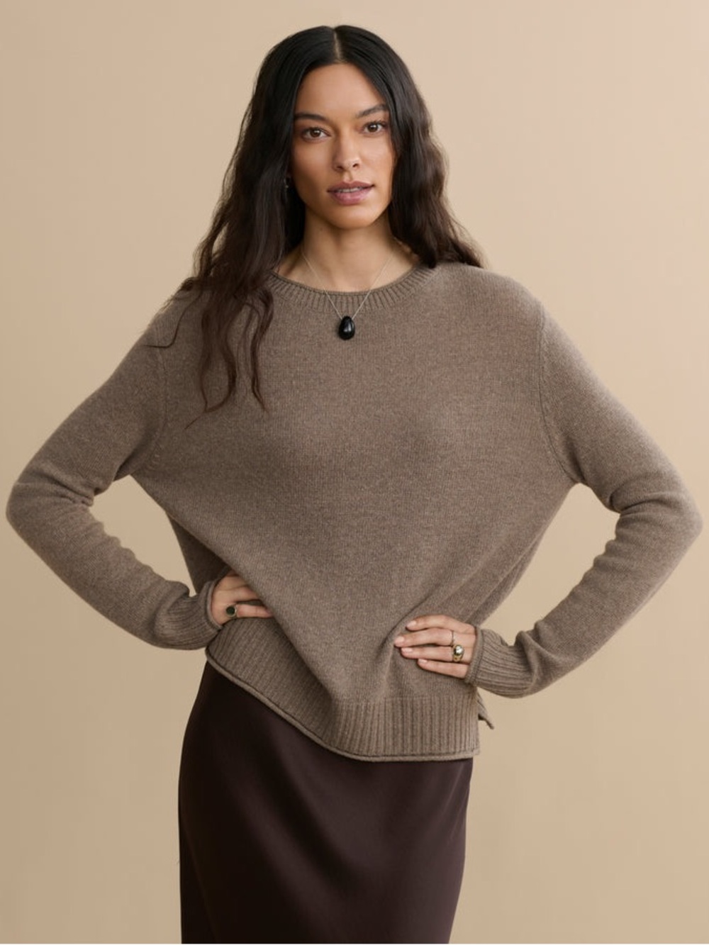 Jenni Kayne Everyday Sweater Taupe Pullover Wool Blend Lightweight Size XSmall
